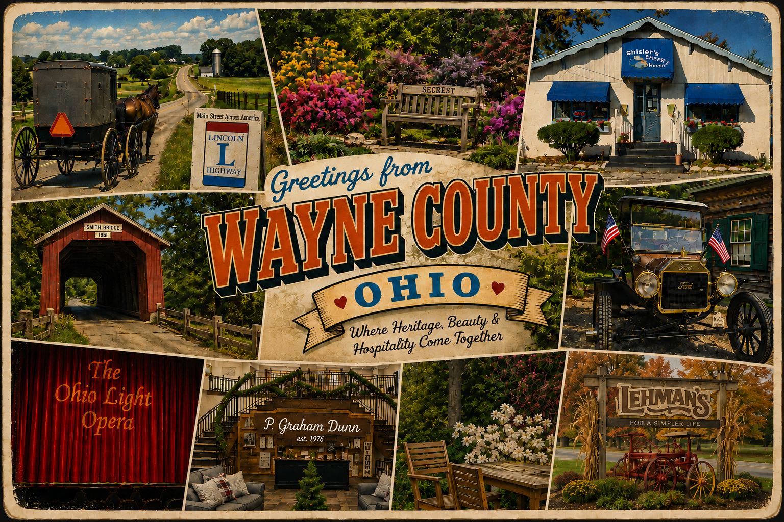 Wayne County Ohio Postcard